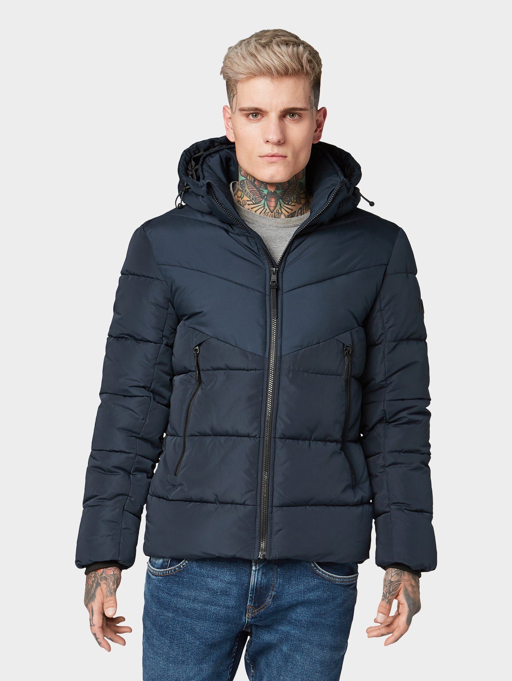 TOM TAILOR Herren Hybrid Pufferjacke Mit Abnehmbarer Kapuze – Regular Fit, Wind- & Kälteabweisend